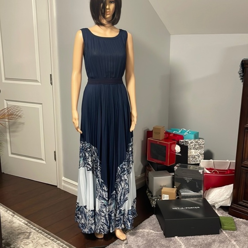 BCBGMaxazria Runway sleeveless pleated maxi dress